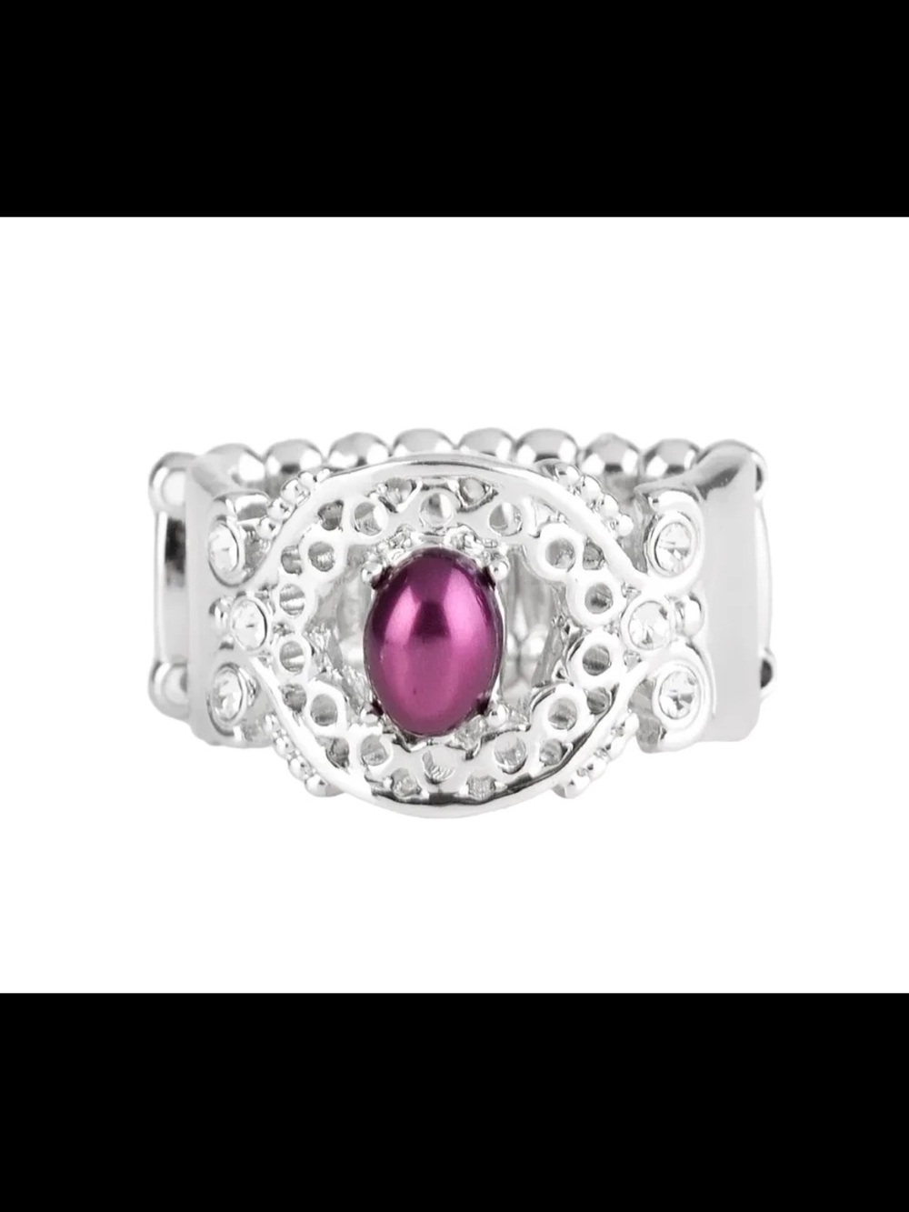 Paparazzi Silver-Tone Ring with  Mod Modest Purple Ring Flexible Fit
New
